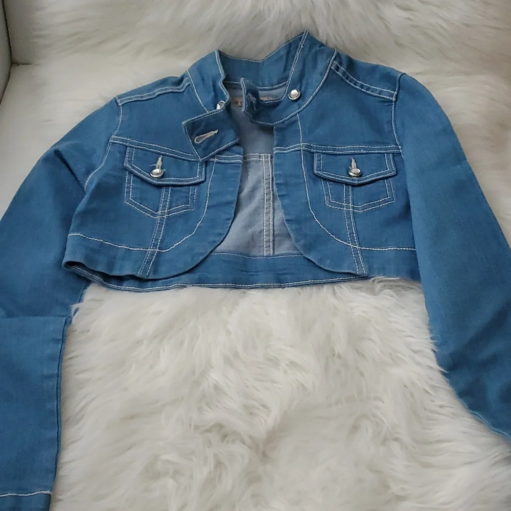 Cropped Blue Denim Jean Jacket shrug - Picture 3 of 9
